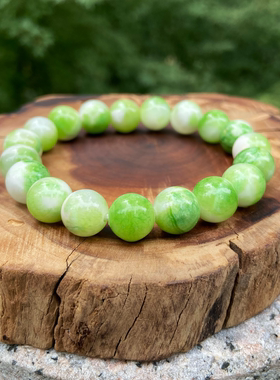 春日华彩 绿白橘白波斯玉圆珠手串粉水晶不规则珠珠单圈手链手饰