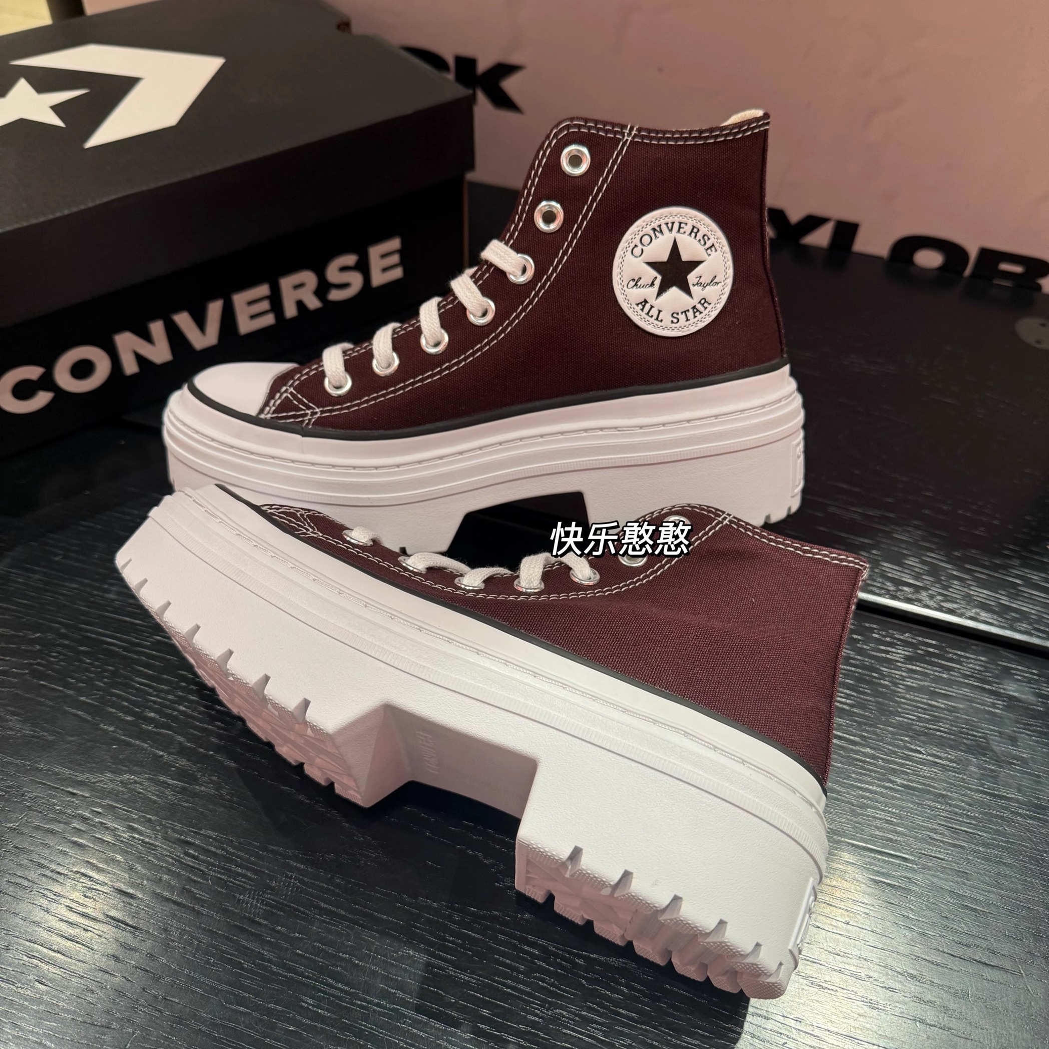 CONVERSE匡威Lugged女子增高厚底高跟复古高帮帆布鞋短靴A09401C - 图1