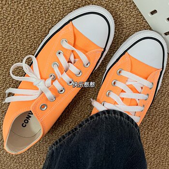 Converse ຂອງແທ້ Converse allstar classic ສົດໃສສີສົ້ມ soda ເກີບຜ້າໃບຕ່ໍາສຸດ A04393C