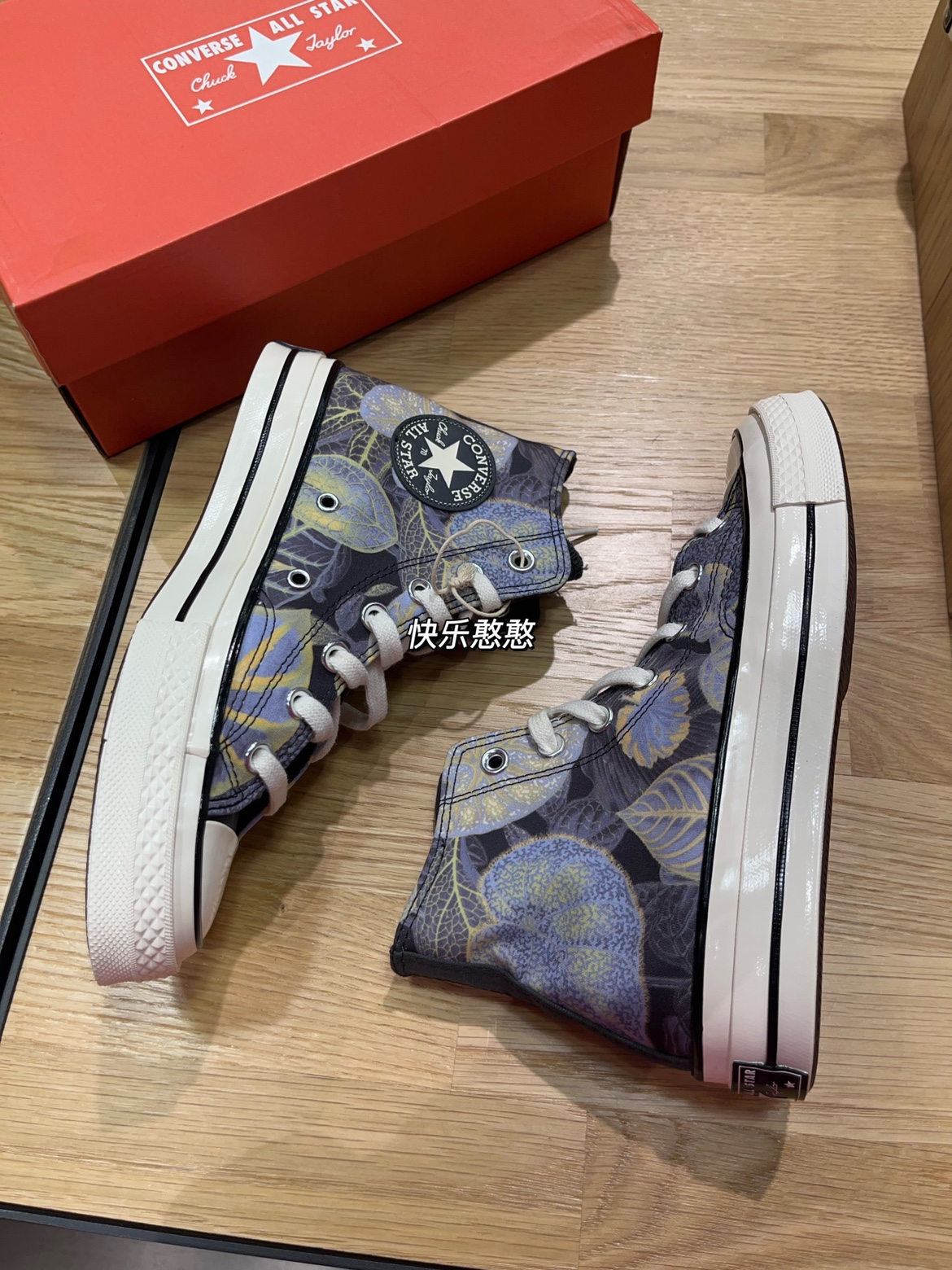 Converse匡威新款70s三星标黑灰色树叶印花高帮休闲帆布鞋A00482C