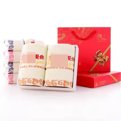 圣诞节礼品纯棉柔软吸水成人毛巾重阳节礼物礼盒装带绣字logo可批