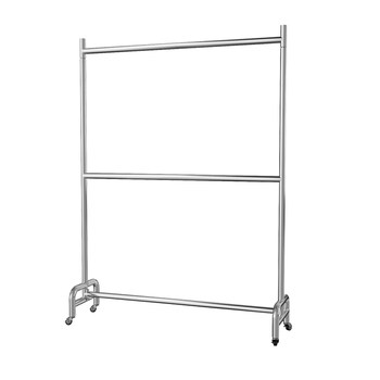 Double-pole stainless steel hanger clothes hanger balcony two-layer clothes drying clothes store two-layer floor-standing display rack shelf with wheels