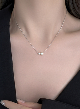 s925纯银珍珠项链女2023新款爆款轻奢毛衣锁骨链小众设计