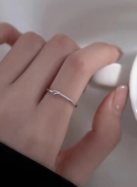 s925纯银打结戒指女小众设计时尚个性食指戒轻奢开口指环