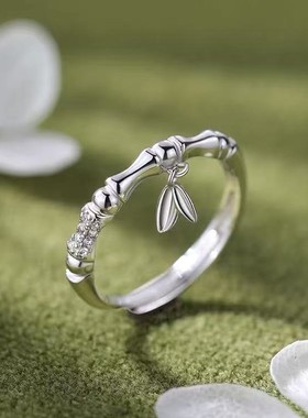 925纯银竹节戒指小众设计开口戒女轻奢素圈食指戒高级感