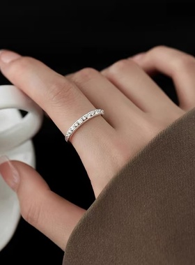 925镀银闪钻戒指2025轻奢高级感素圈食指戒小众设计女开口戒