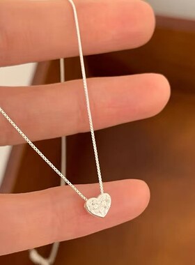 925纯银迷你锆石爱心项链女款2025新款日常小巧精致锁骨链颈链潮
