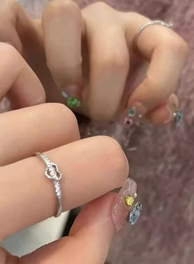 高级感镂空爱心镶钻戒指小众设计感简约精致时尚气质冷淡风食指戒