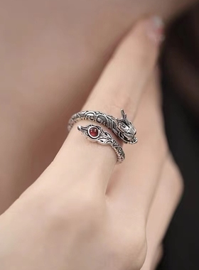 女宝石复古轻奢925银戒指