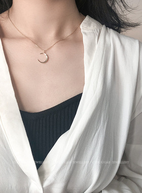 月亮控纯银小众设计INS网红项链