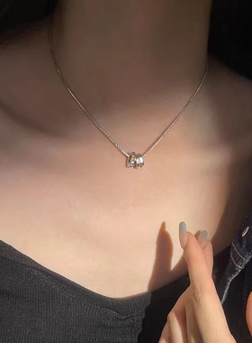 其他925银纯银女彩虹转运珠项链