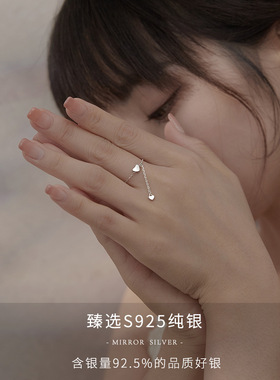 纯银爱心食指配饰时尚个性风尾戒