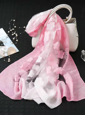 渐变色丝巾剪花韩版女春夏