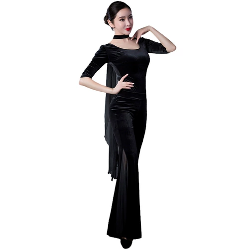 Элитный элегантный модный бархатный комплект для тренировок, громкоговоритель, штаны-клёш, облегающий крой