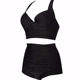 Anti -bottom vertical side -to -side barbinnie black, thin waist, high waist bikini cup cover meat swimsuit female