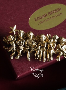 Vintage Edgar Berebi 爱的象征六小天使镀金胸针老库存品相99新