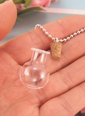 透明平底精油扩香许愿瓶毛衣链