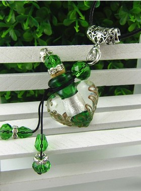 精油瓶心形香薰毛衣链新品琉璃