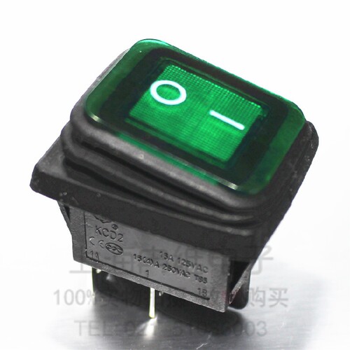 上开 上海永星防水船型开关KCD4 KCD2-21N-F 16A 4脚绿灯 220V - 图1
