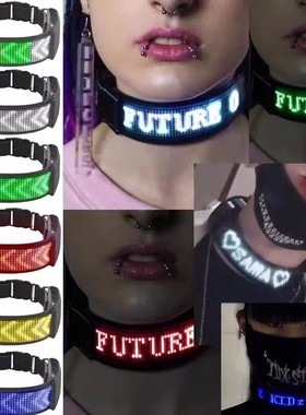 赛博朋克LED发光项圈蓝牙APP