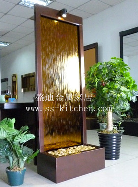 流水喷泉 不锈钢风水墙屏风玄关 家居装饰品加湿器摆设 水帘