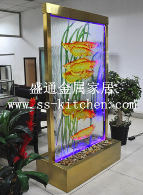 室内玻璃屏风客厅流水摆件