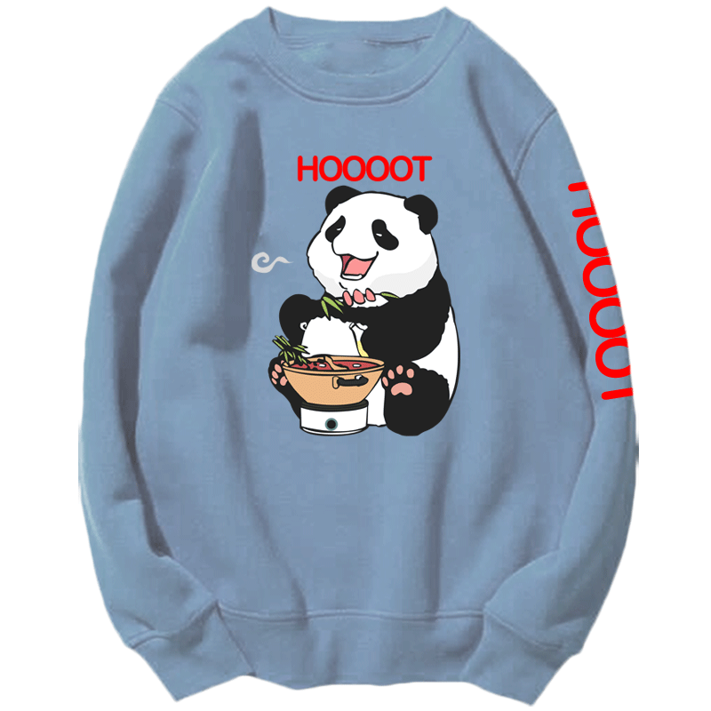 火锅熊猫男女情侣图案卡通套头卫衣 韩督卫衣