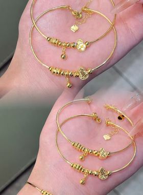 足金999光影编织麻花弹力手链水贝黄金女版时尚送女友2025新款