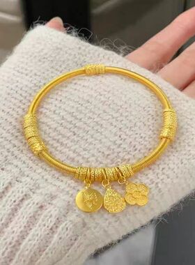 足金优质999水贝纳福盘缠古法黄金手镯女版时尚送女友2025新款