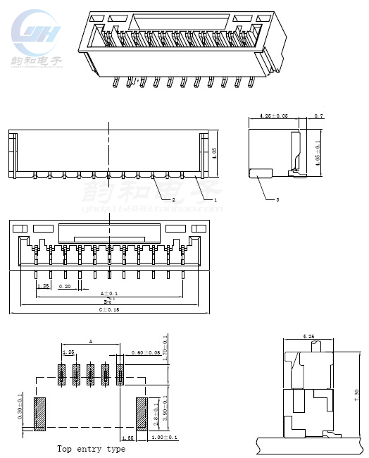 立贴 GH1.25mm间距带锁 GH连接器2p3p4P～12p贴片替代JST A1257-图2