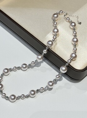 2026新款s925银施家珍珠车花珠满天星项链女优雅轻奢气质锁骨链