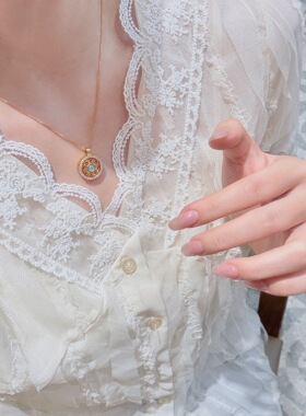 2026新款电镀真金满钻图腾八宝罗盘项链女高级感百搭气质锁骨链