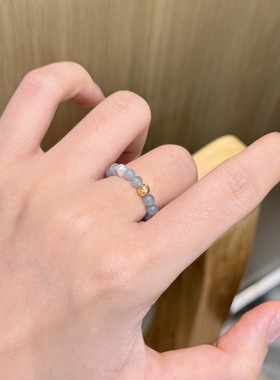 25新款天然蓝水翡翠银珠戒指女淡水珍珠指环小众简约小清新手饰