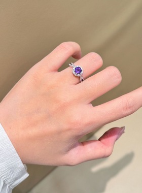 2026新款满钻天然紫水晶鸽子蛋交织戒指女精致爆闪高级感贵气优雅
