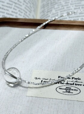 2026新款s925纯银碎银子天然白水晶项链女高级感极简小众锁骨链