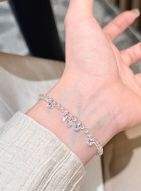 2026新款s925纯银baby天然白水晶水滴闪钻项链女精致轻奢百搭手链