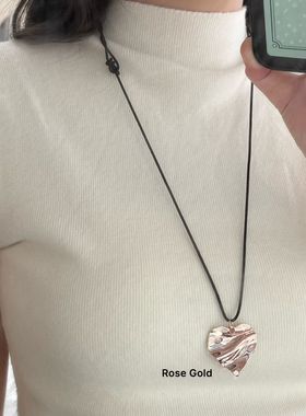2025新款韩国东大门代购女项链简约心形爱心毛衣链可调节项链配饰