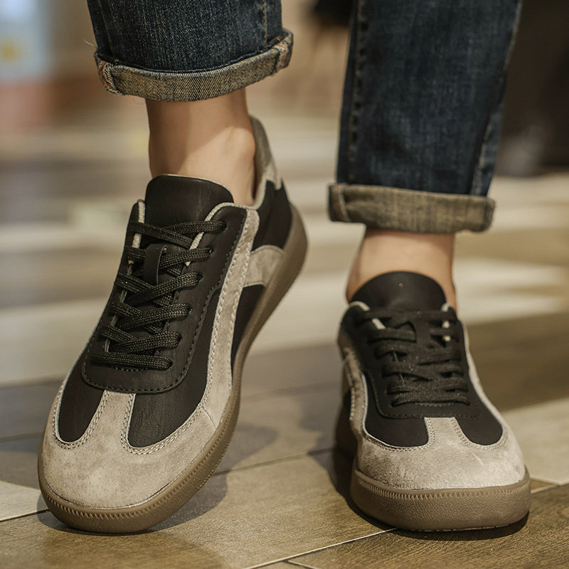 阿甘男鞋春秋2025新款男士休闲平板鞋运动高级感真皮复古德训潮鞋,淘宝优惠券,粉丝福利购,淘宝优惠卷