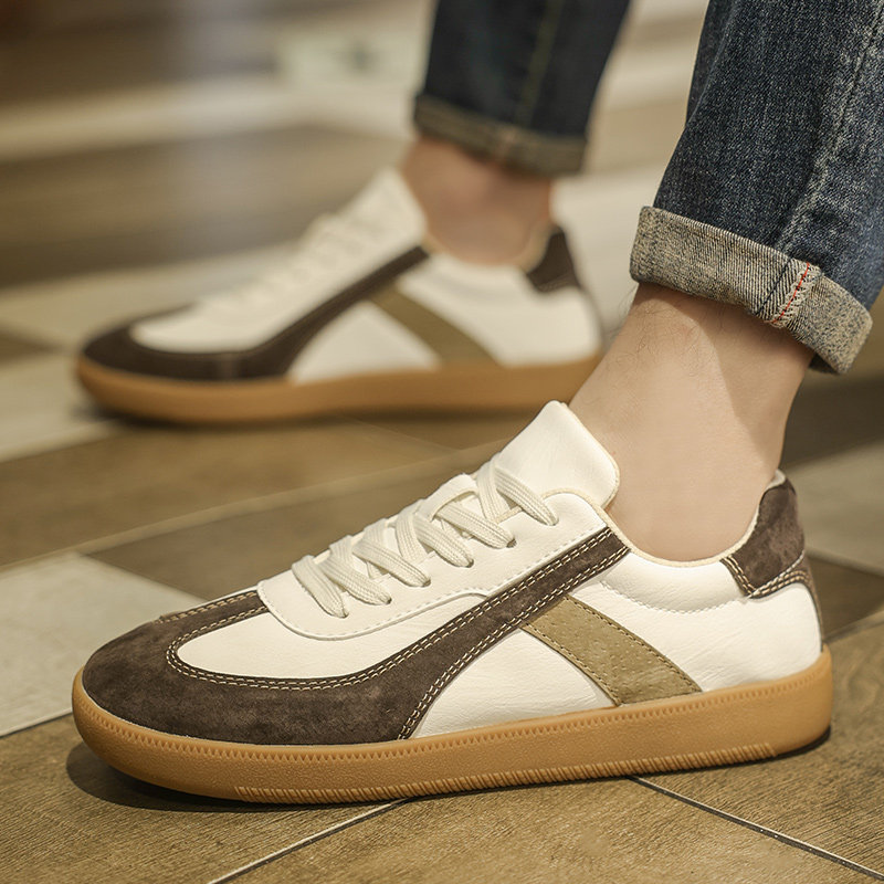 阿甘男鞋春秋2025新款男士休闲平板鞋运动高级感真皮复古德训潮鞋,淘宝优惠券,粉丝福利购,淘宝优惠卷