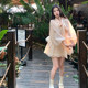 Yu Xiaoping draped jasmine small fresh bow tie sweet tencel embroidered dress loose skirt