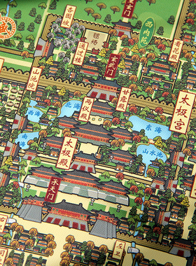 汉、唐长安城手绘地图 文创地图挂画 装饰画  古风
