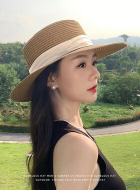 新款遮阳帽子女春夏季时尚百搭旅行草帽网红海边度假防晒太阳帽子