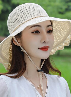 可水洗折叠帽子女春夏季防紫外线防晒遮阳帽夏天凉帽百搭渔夫帽