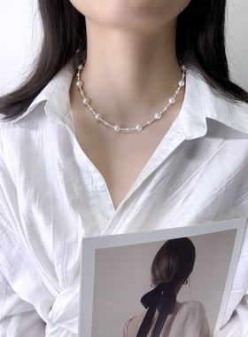 碎银子满天星施家珍珠项链礼物 网红款ins风 轻奢气质百搭锁骨链