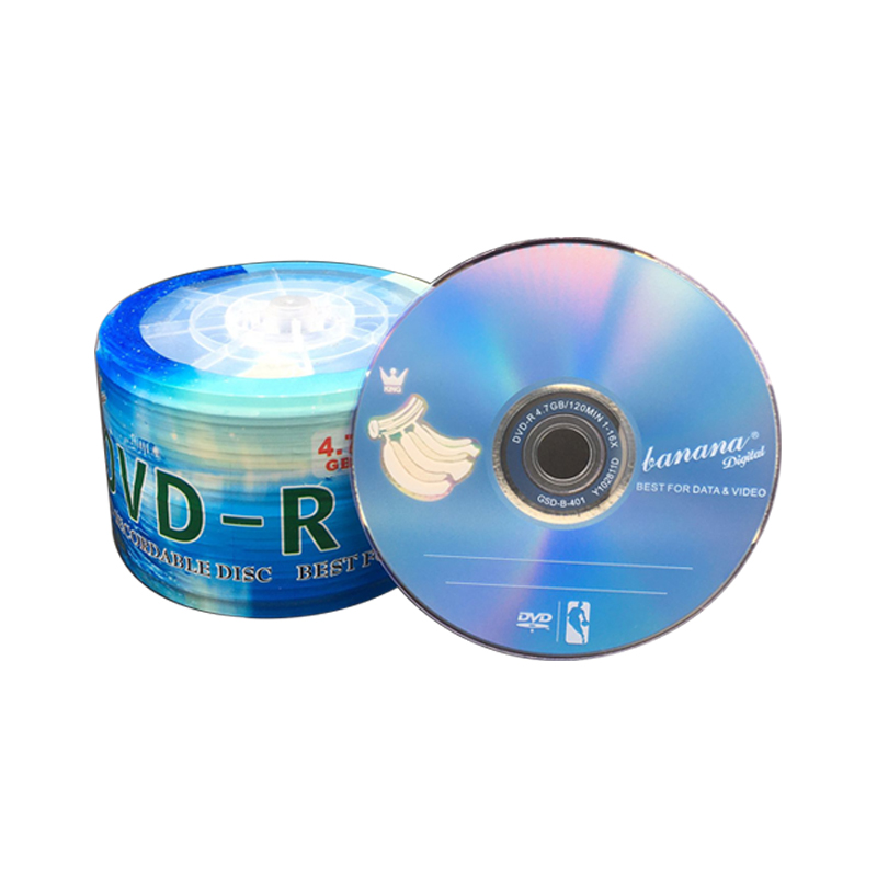 香蕉DVD刻录盘  50片桶装DVD光盘 DVD-R +R dvd光盘dvd-r刻录光盘 - 图0