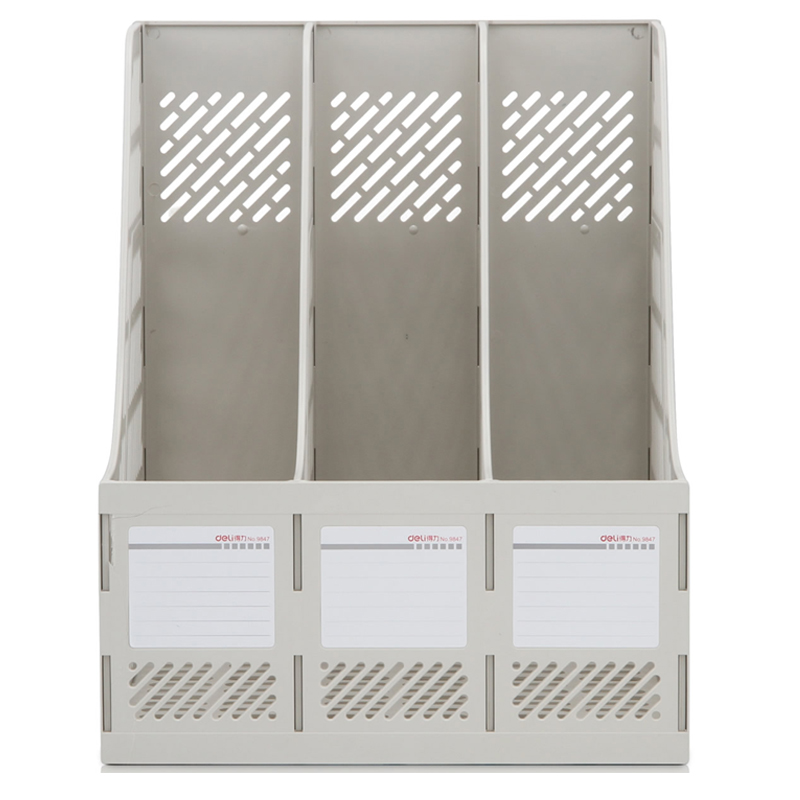 得力文具书架9847三联文件框塑料文件架资料架文件栏文件框文件筐 - 图1