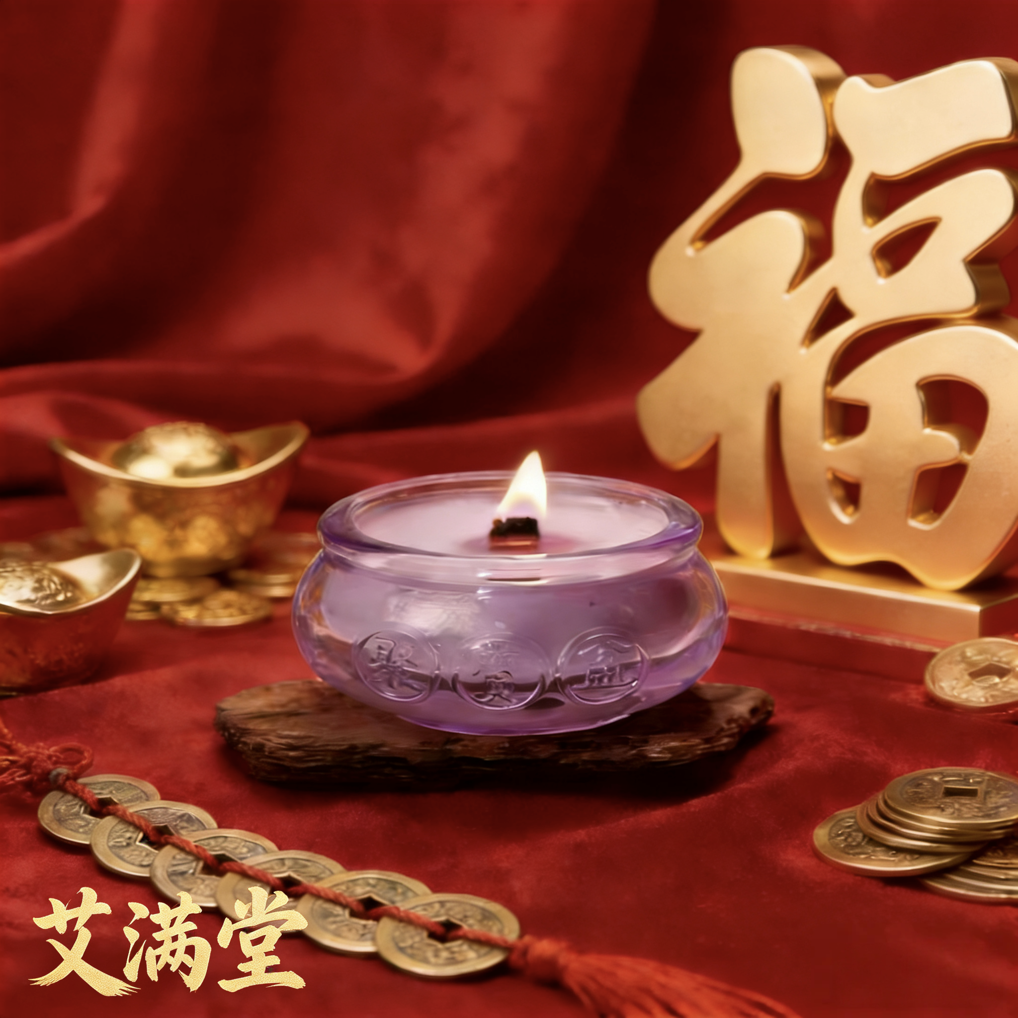 聚宝盆香薰蜡烛古风熏香摆件卧室持久留香新年礼物九紫色的蜡烛,淘宝优惠券,粉丝福利购,淘宝优惠卷