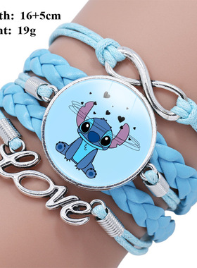 星际宝贝史迪奇蓝色多层手链 史迪仔Stitch卡通时光宝石手环