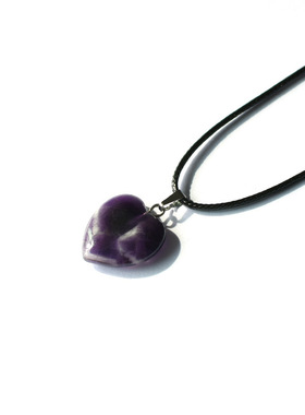 wish外贸新款 石粉晶桃心吊坠 心形水晶项链 爱心玛瑙饰品