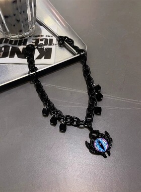 重工恶魔眼暗黑风小众拼接颈链嘻哈锁骨链男项链女设计高级感情侣